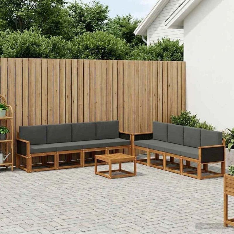 vidaXL Udendørs Sofagruppe 7 stk Naturlig & Antracit