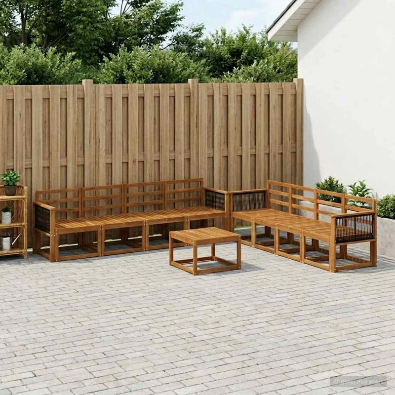 vidaXL Udendørs Sofagruppe 7 pc Naturfarvet Akacietræ