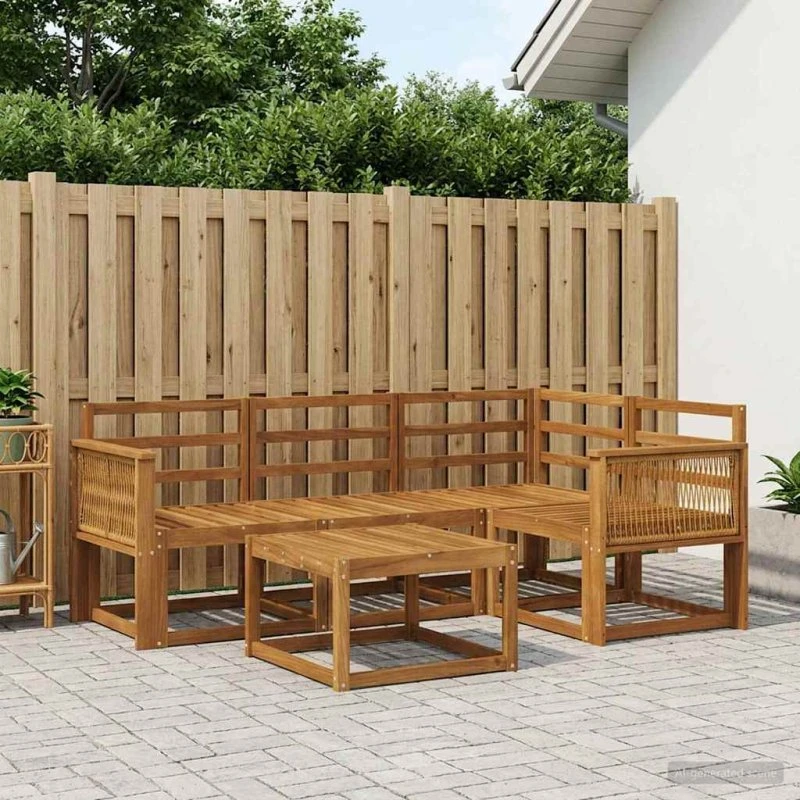 vidaXL Udendørs Sofagruppe 5 pc Naturfarvet Massivt Akacietræ