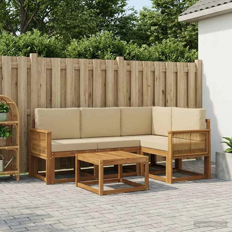 vidaXL Udendørs Sofagruppe 5-stk Naturlig & Beige