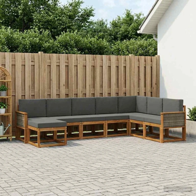 vidaXL Udendørs Sofagruppe 8 pcs Naturlig & Antracit
