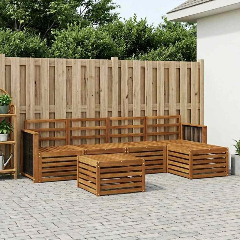 vidaXL Udendørs Sofagruppe 6 pcs Naturfarvet