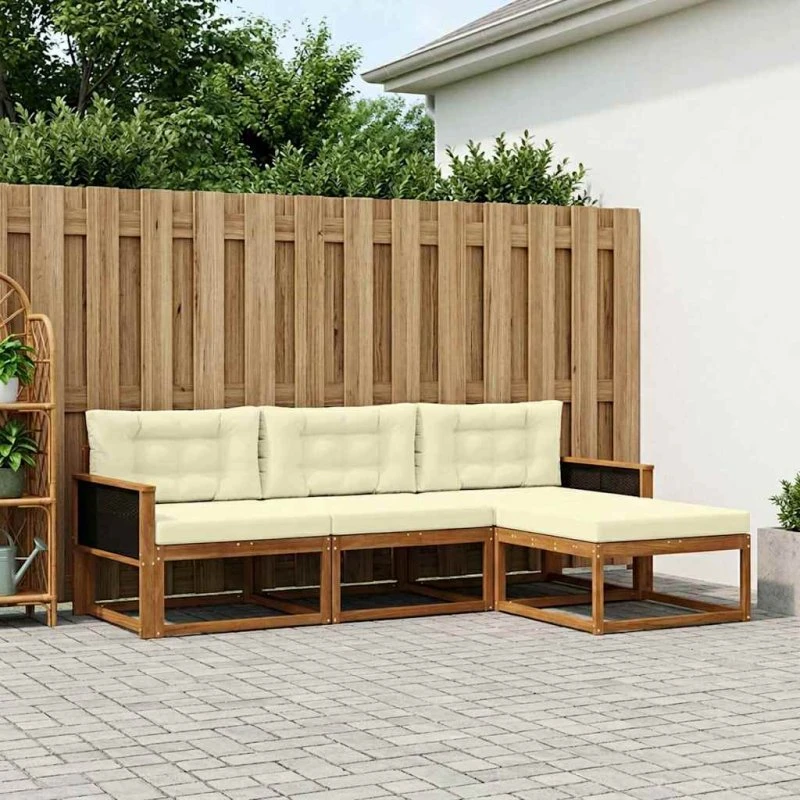 vidaXL Udendørs Sofagruppe 4 Del 4 pcs Naturlig & Fløde