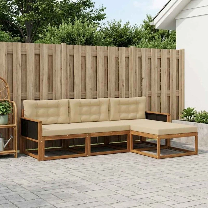vidaXL Udendørs Sofagruppe 4-del 4 pcs Naturlig & Beige