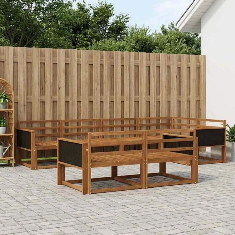 vidaXL Udendørs Sofagruppe 7 pc Naturfarvet Akacietræ