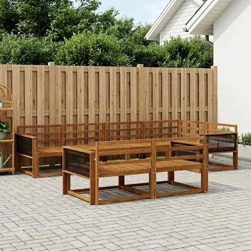vidaXL Udendørs Sofagruppe 7 pc Naturfarvet Akacietræ