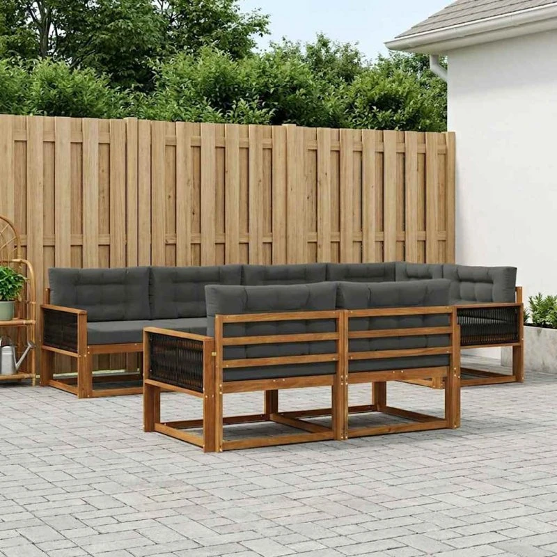 vidaXL Udendørs Sofagruppe 7 Del 7 pcs Naturlig & Antracit