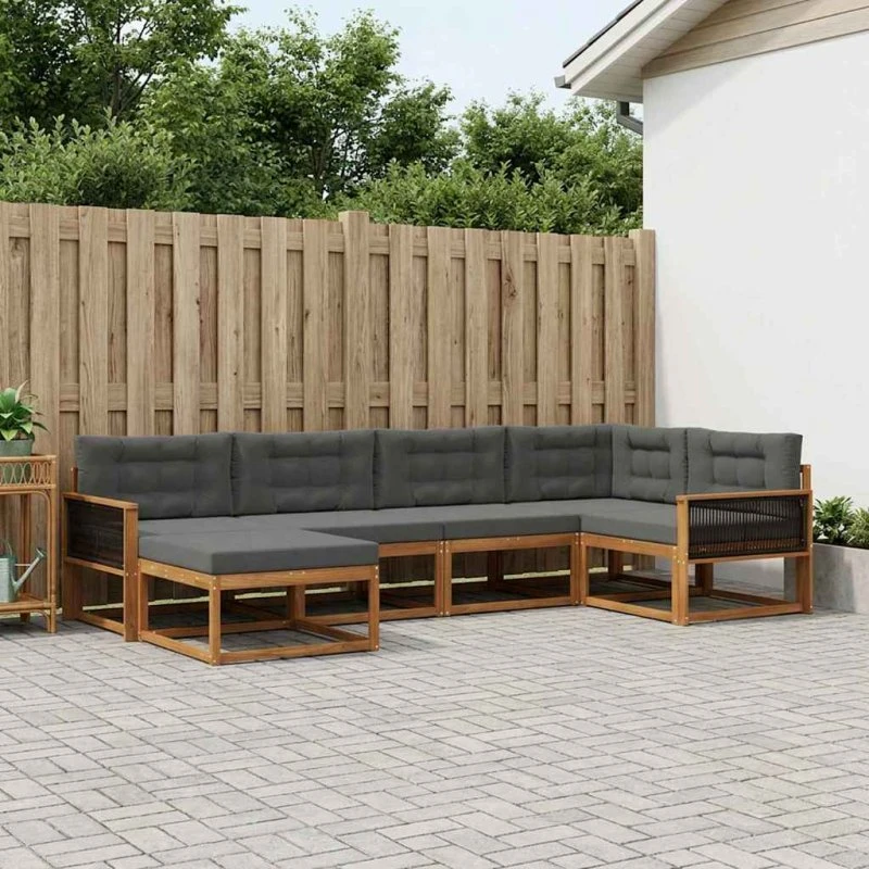 vidaXL Udendørs Sofagruppe 6 Del 6 pcs Naturlig & Antracit