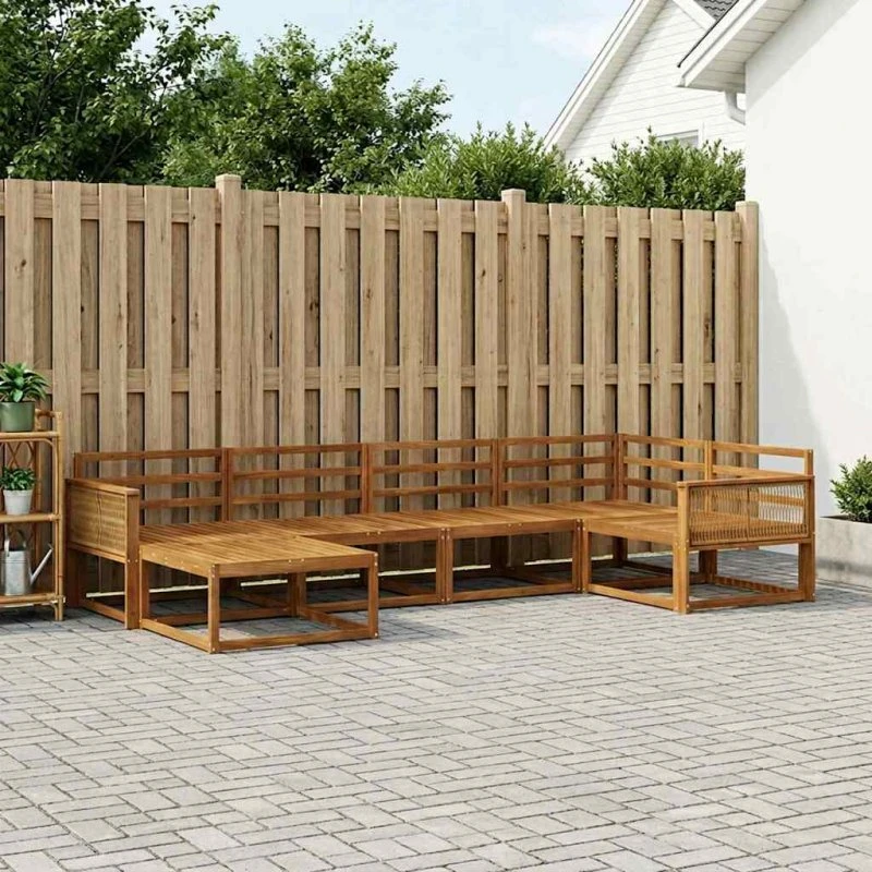 vidaXL Udendørs Sofagruppe 6 pc Naturfarvet Massivt Akacietræ