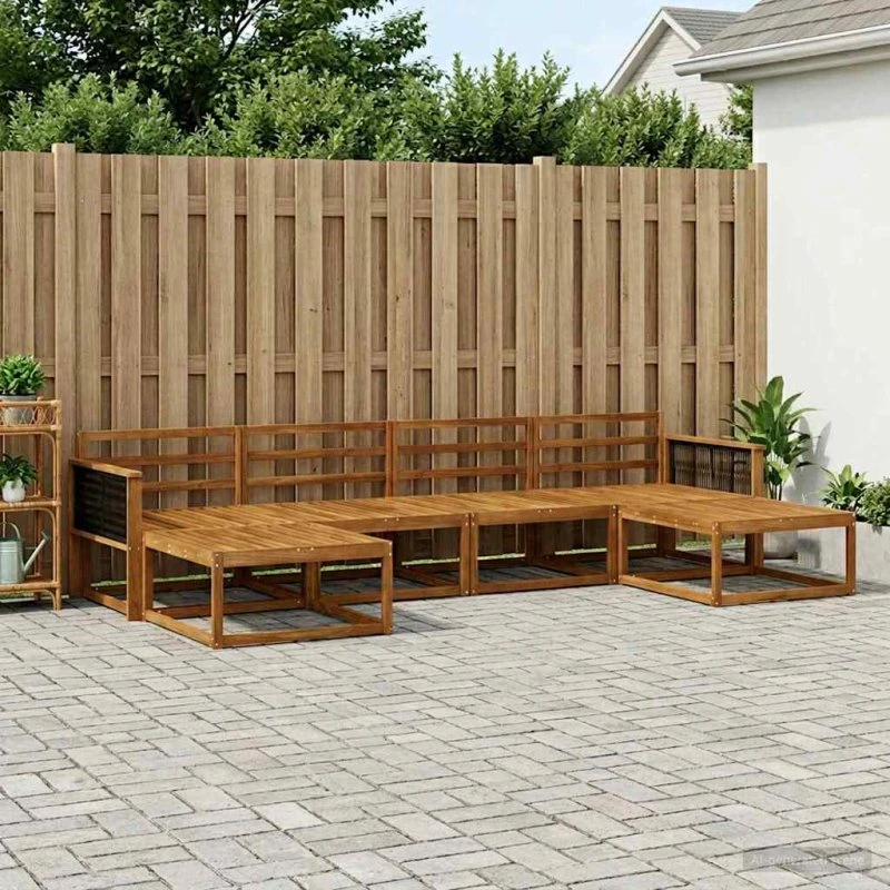 vidaXL Udendørs Sofagruppe 6 pcs Naturfarvet Akacietræ