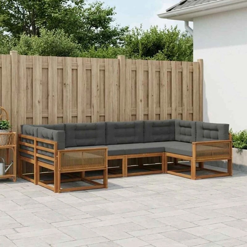 vidaXL Udendørs Sofagruppe 6 pcs Naturlig/Antracit