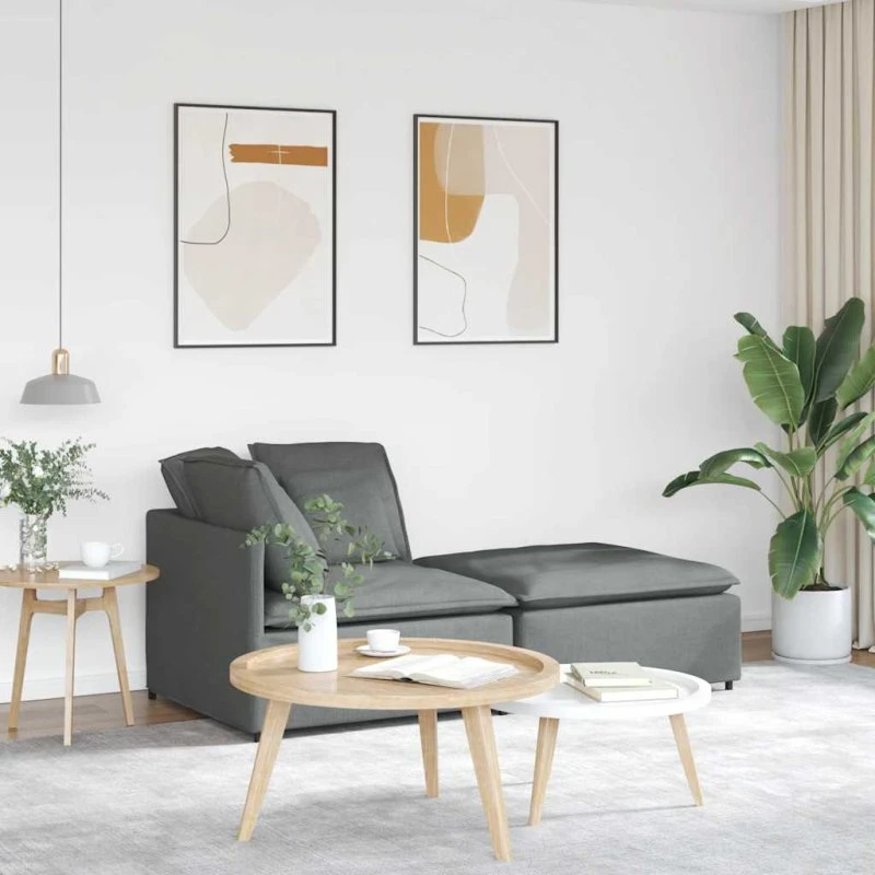 vidaXL modulsofa med fodskammel og hynder, mørkegrå