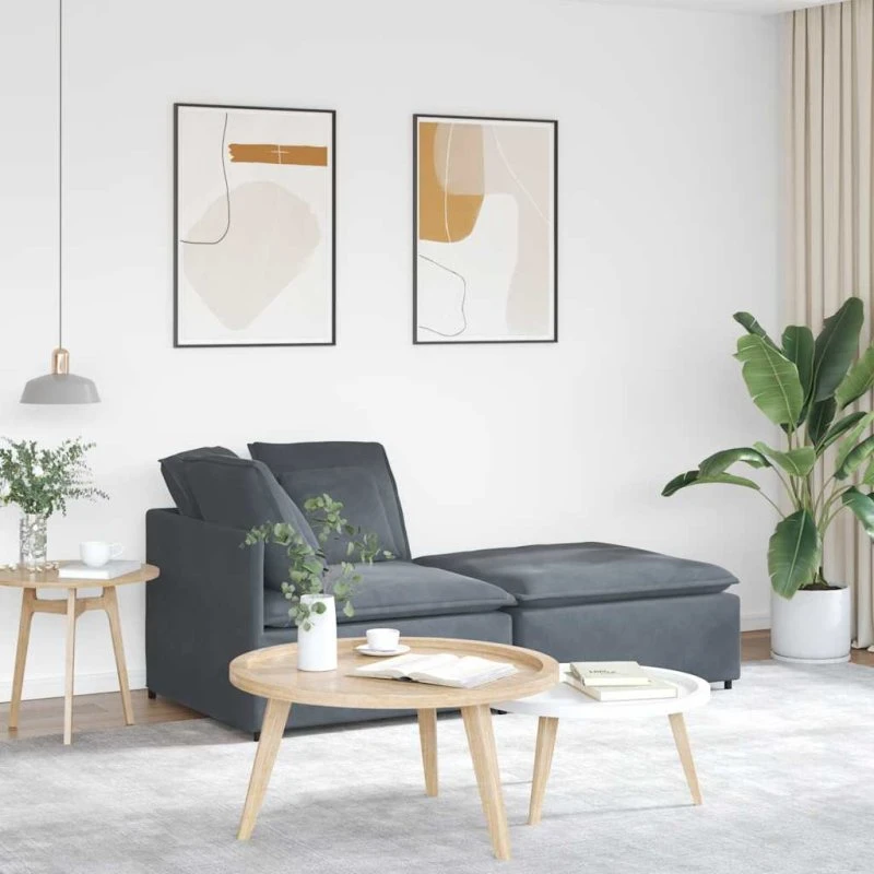 vidaXL Modulsofa med Fodskammel og Hynder, Mørkegrå