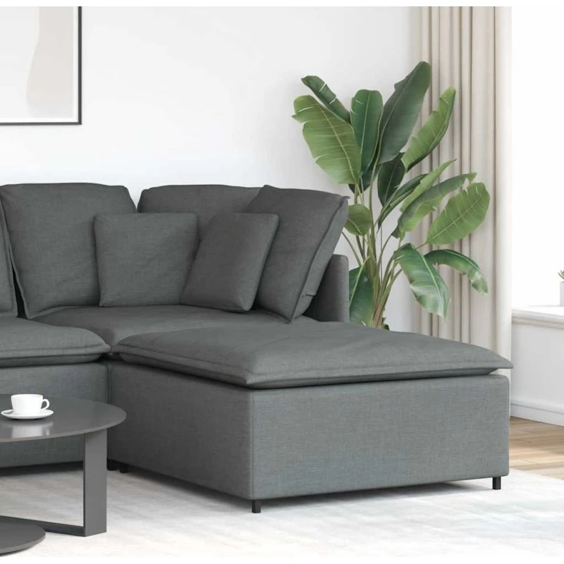 vidaXL modulær sofa fodskammel 100x100x48 cm mørkegrå