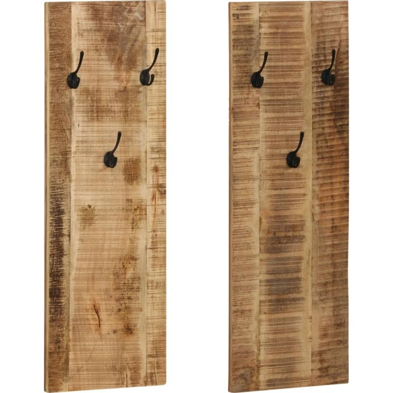 vidaXL Vægmonteret Knagerækker 2 stk. Massivt Mangotræ 36 x 110 x 3 cm