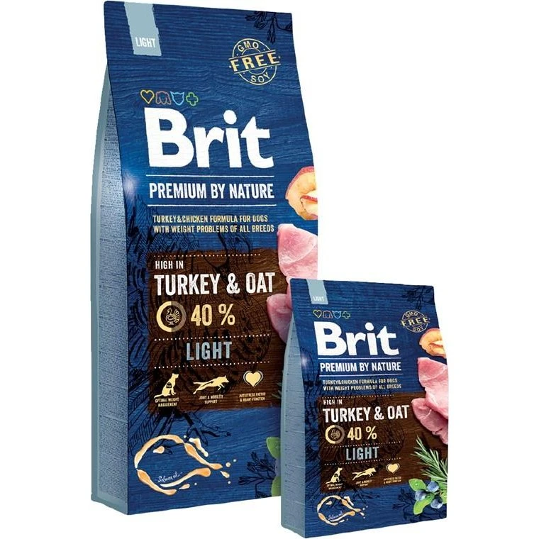 Brit Premium by Nature Light Hundefoder 15 kg – Kalkun, Kylling, Majs, Æble