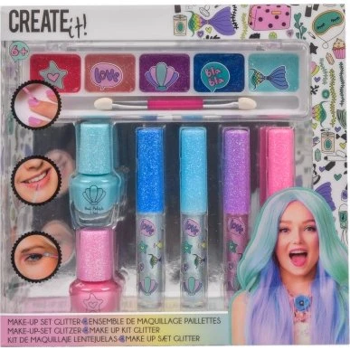 Create It! Glitter Havfrue Makeup-sæt, 7 dele