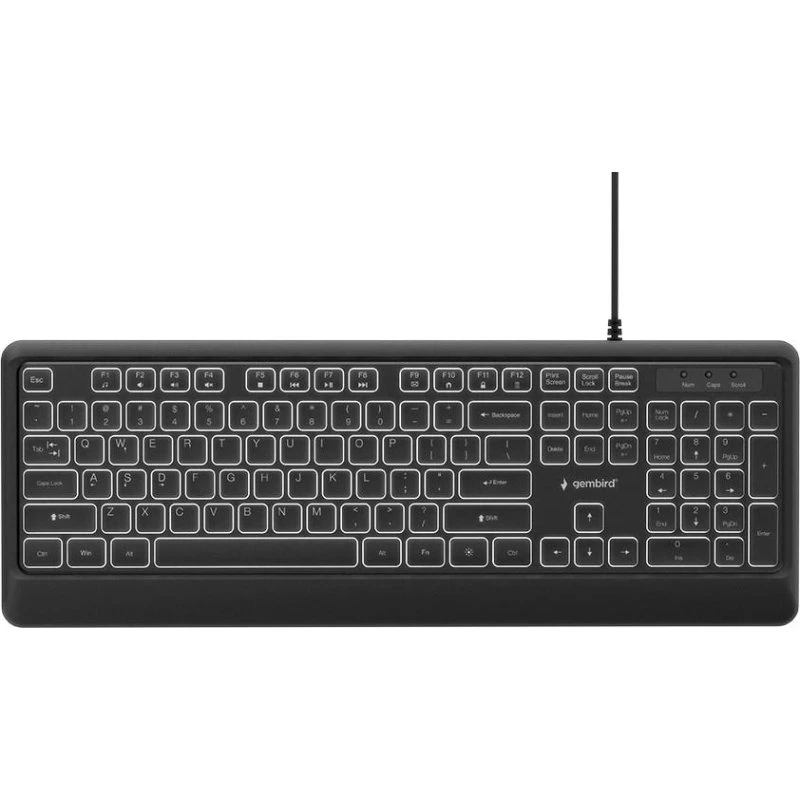 Gembird KB-UML-04 Slim USB-kablet tastatur med LED-baglys, sort