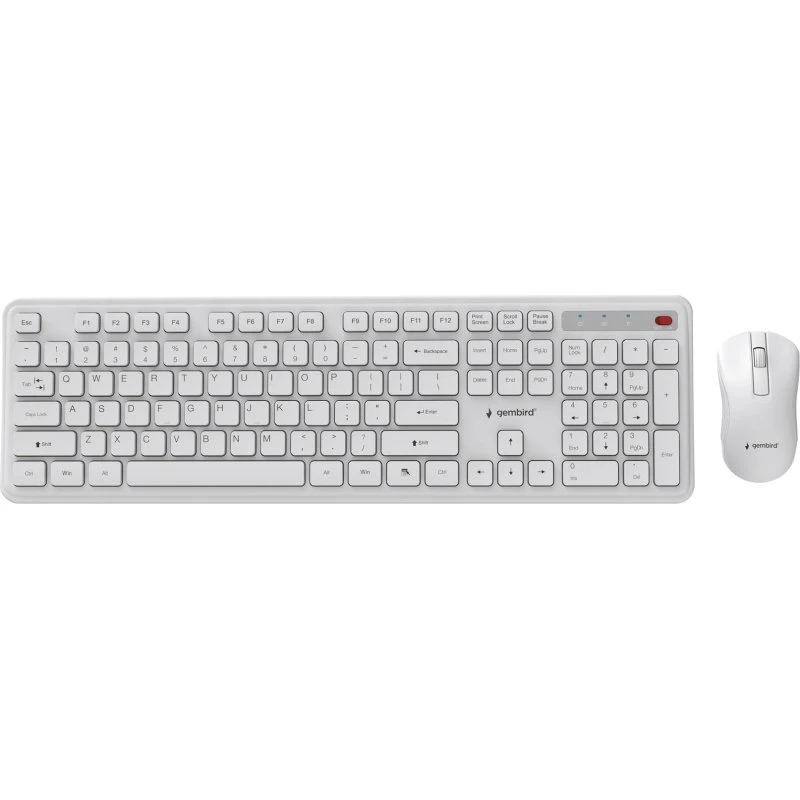 Gembird KBS-WPS-01 Slim Pro Business trådløst tastatur og mus, hvid, US-layout