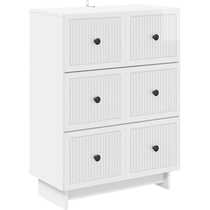 vidaXL Skuffeskab Hvid Højglans 66 x 34,5 x 90 cm Konstrueret Træ