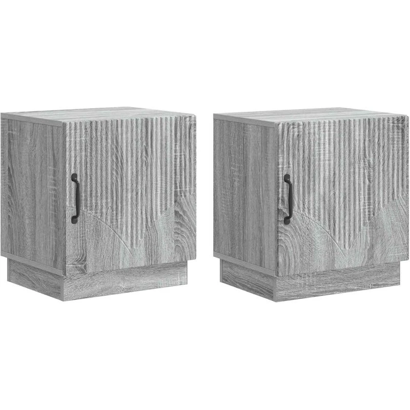 vidaXL 2 pcs Natbord med Skuffe og Hylde, Minimalistisk Design