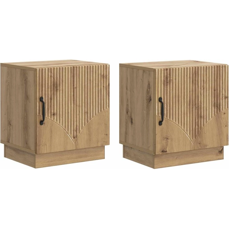 vidaXL 2 stk Natbord med skuffe og hylde, minimalistisk design