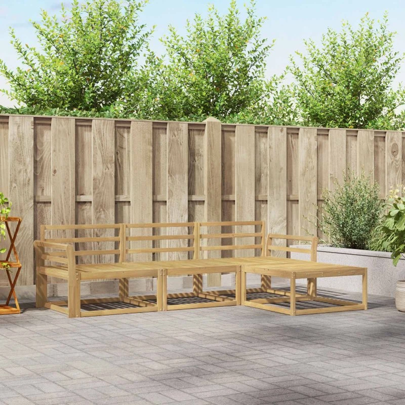 vidaXL Udendørs Sofagruppe 4 pc Hvid Akacietræ 254 x 162,5 x 73 cm