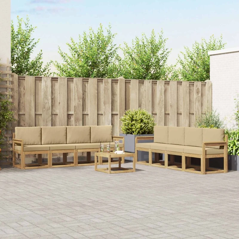 vidaXL Udendørs Sofagruppe 9 pcs Hvid og Beige