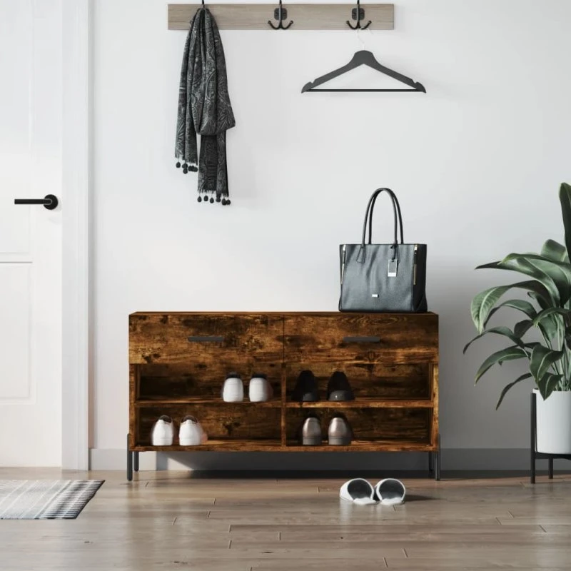 vidaXL Skobænk 102x35x55 cm røget egetræ