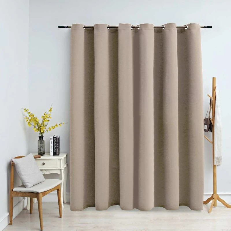 vidaXL Mørklægningsgardin med Metalringe 290 x 245 cm Beige