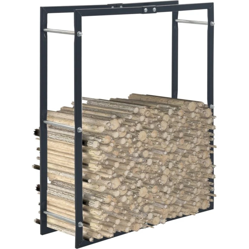 vidaXL Brændestativ 80x25x100 cm Stål Sort