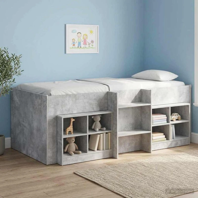 vidaXL Børns høje sengestel 2 pcs Beton 203 x 101,1 x 68,5 cm