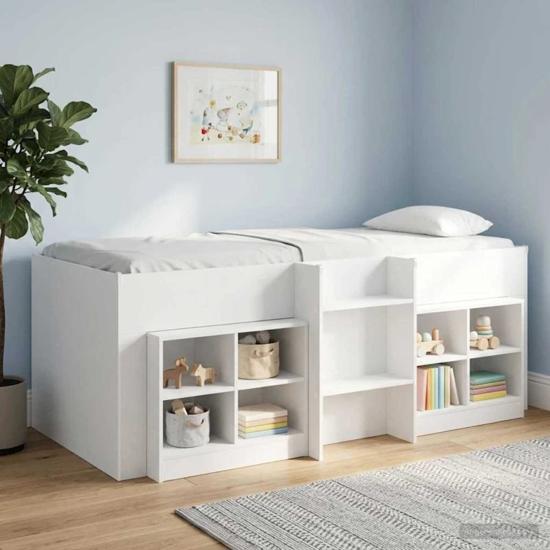 vidaXL Børns høje sengestel 2 pcs Hvid 90 x 200 cm Konstrueret træ