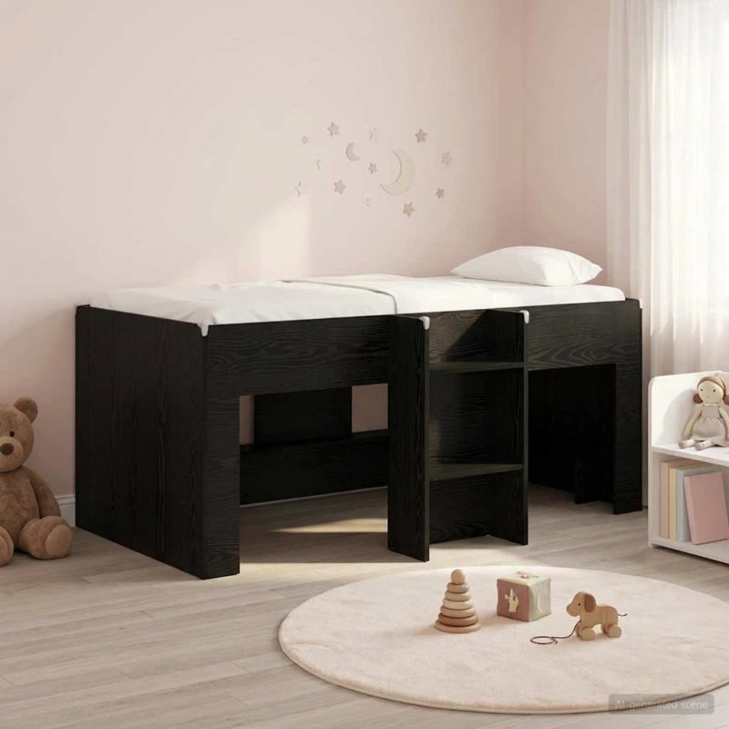 vidaXL Børns høje sengestel 2 stk, Sort, 163 x 101,1 x 68,5 cm