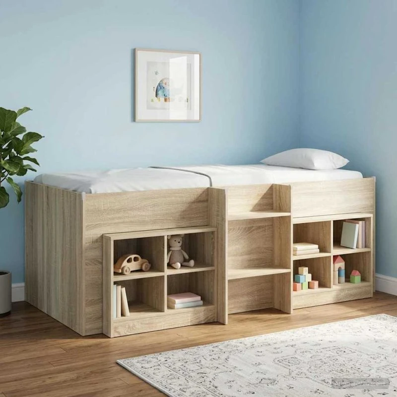 vidaXL Børns høje sengestel 2 pcs Sonoma-eg 90 x 190 cm