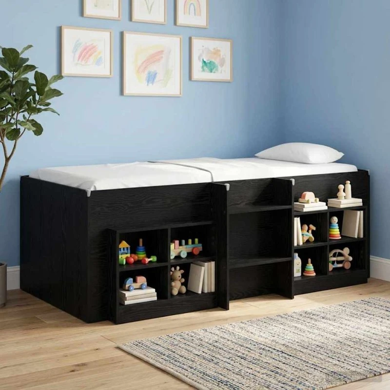vidaXL Børns høje sengestel 2 stk, Sort, 193 x 96,1 x 68,5 cm