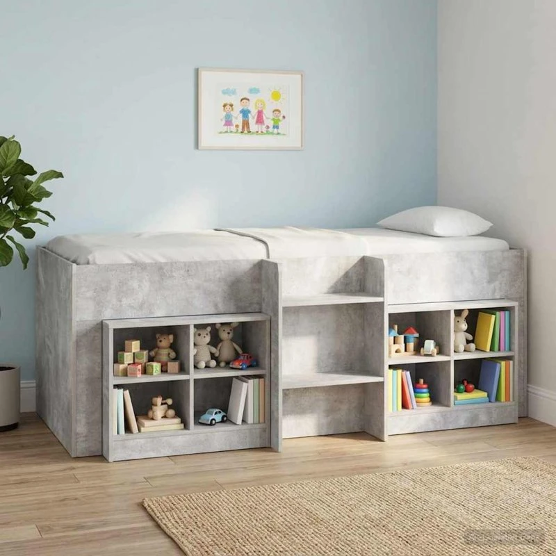 vidaXL Børns høje sengestel 2 pcs Beton 193 x 96,1 x 68,5 cm
