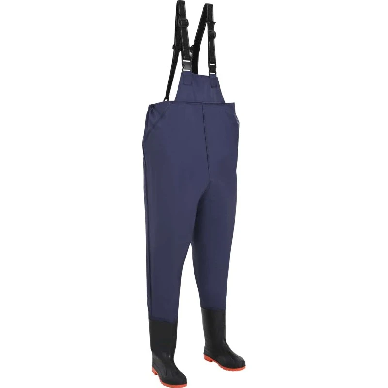 vidaXL Brystvade med støvler, PVC-belagt polyester, Størrelse 38, Blå