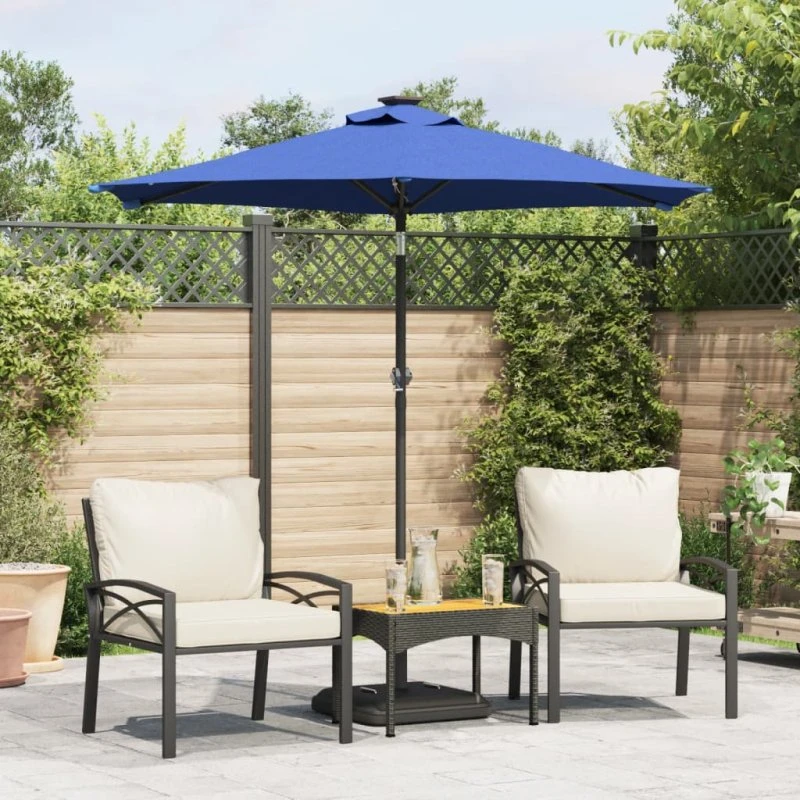 vidaXL Parasol med Stålstang 225x225x212 cm Azurblå