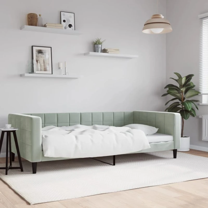 vidaXL Daybed 100x190 cm lysegrå velour