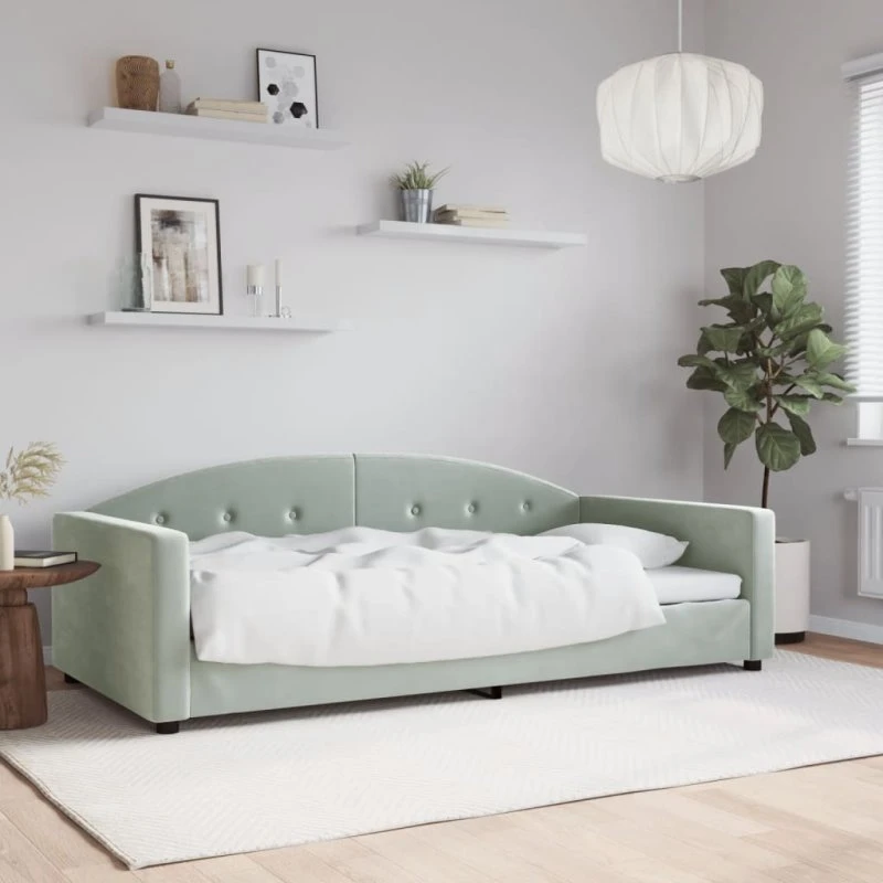 vidaXL Daybed 100x190 cm lysegrå velour