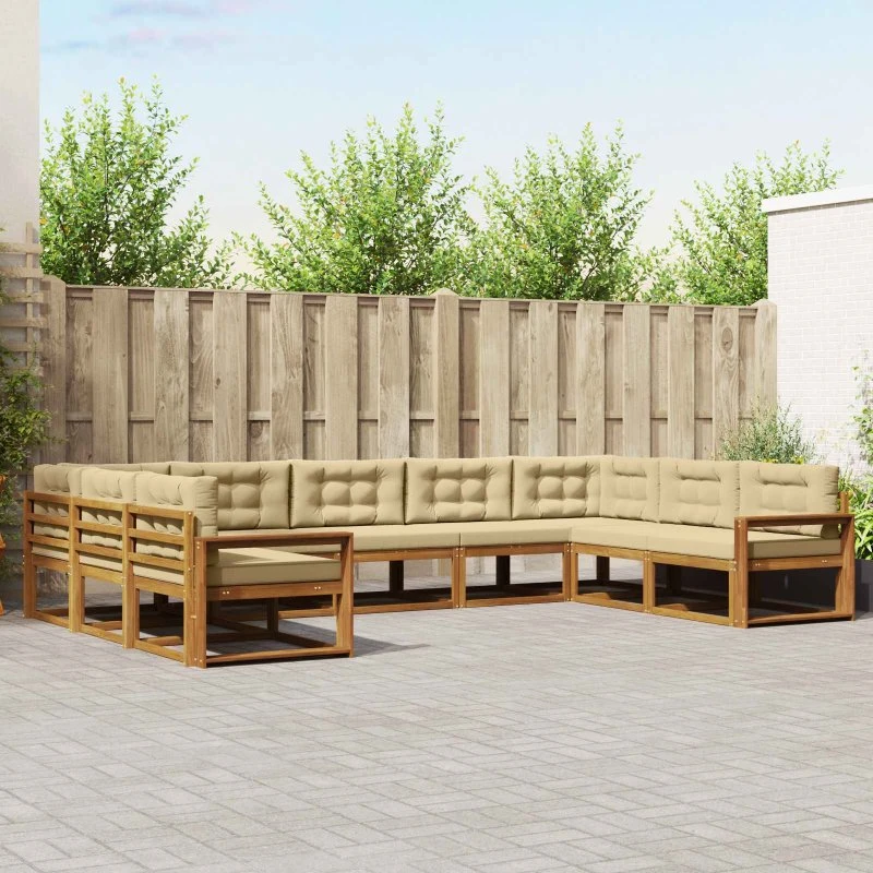 vidaXL Udendørs Sofagruppe 9 pc Naturlig/Beige