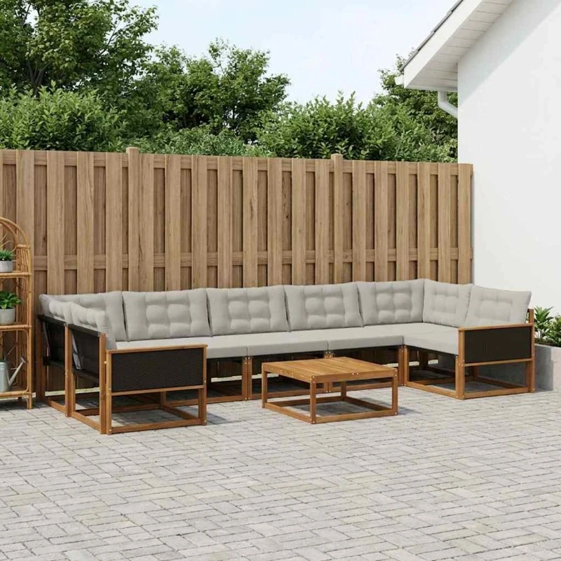 vidaXL Udendørs Sofagruppe 8 pcs Naturfarvet og Lysegrå