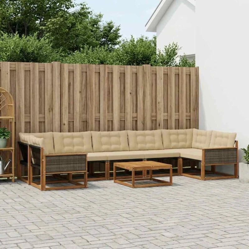 vidaXL Udendørs Sofagruppe 8 pcs Naturlig & Beige