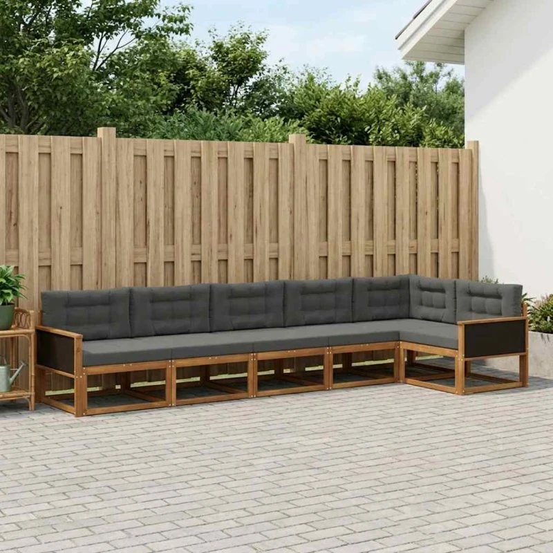 vidaXL Udendørs Sofagruppe 6 pcs Naturlig & Antracit