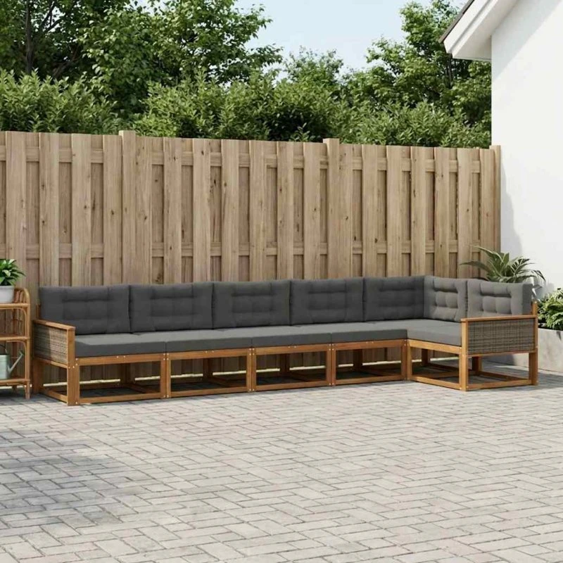 vidaXL Udendørs Sofagruppe 6 pcs Naturlig & Antracit