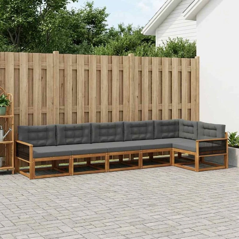 vidaXL Udendørs Sofagruppe 6 pc Naturlig & Antracit
