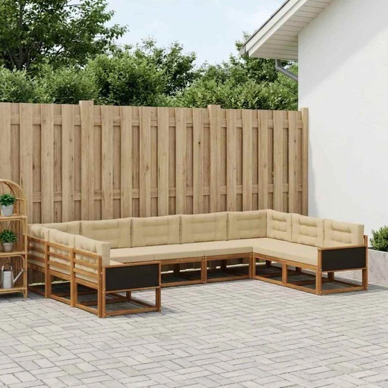 vidaXL Udendørs Sofagruppe 9 pcs Naturlig/Beige