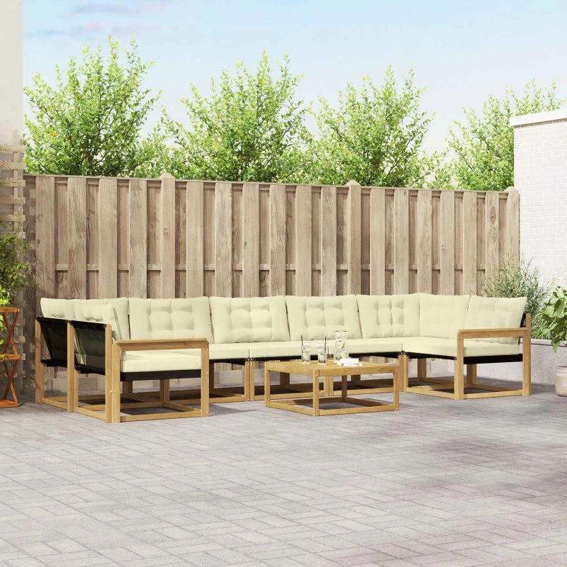 vidaXL Udendørs Sofagruppe 8 stk Hvid/Creme 79x79x37 cm