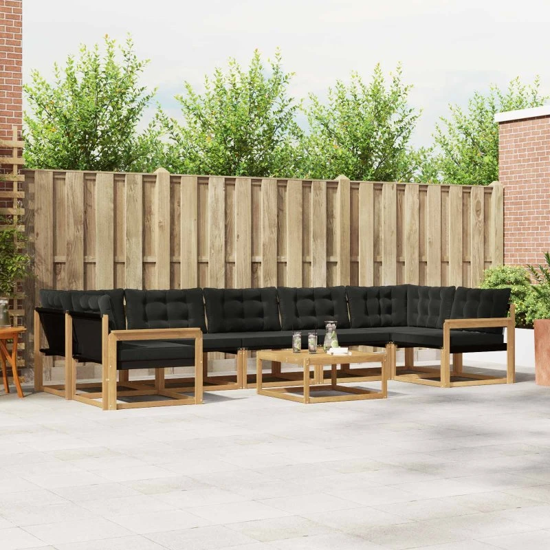 vidaXL Udendørs Sofagruppe 8 stk Hvid og Sort 79x79x37 cm